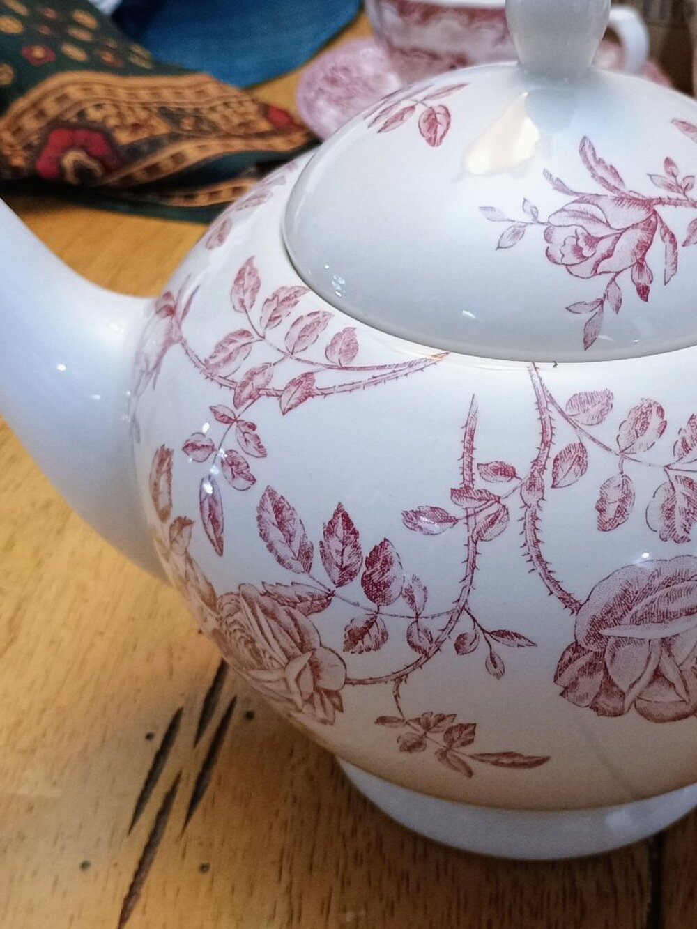 vintage Churchill China Antique Rose Pink pattern teapot
